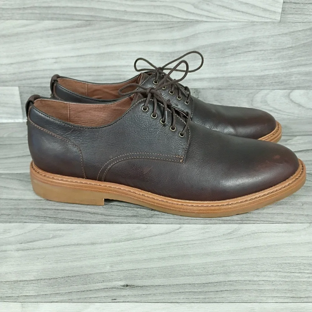 Warfield & Grand Mens Brown Leather Cap Toe Oxford Dress Shoes Size 12‎